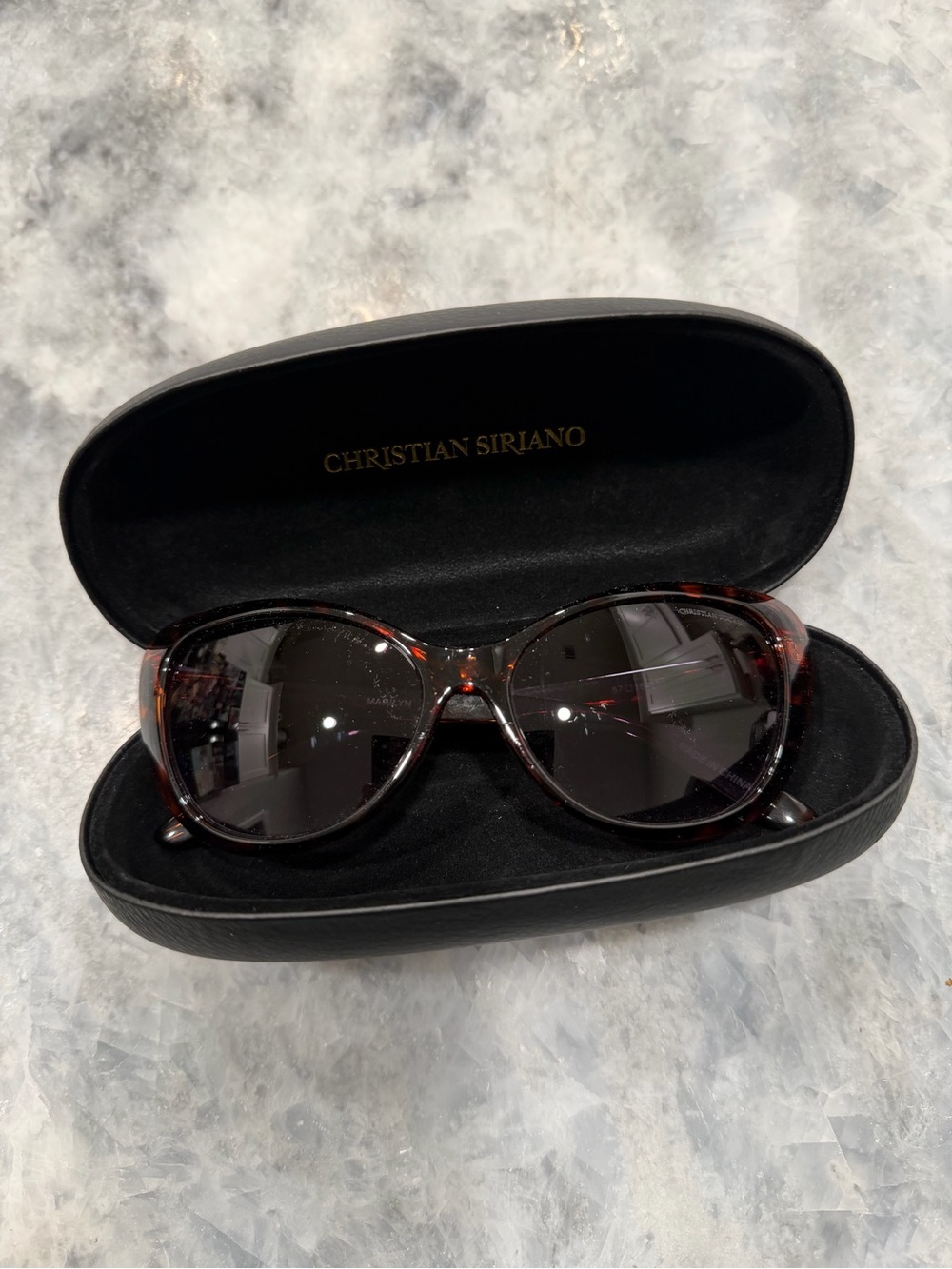 Christian Siriano Brown Tortoiseshell Sunglasses with Dark Lenses